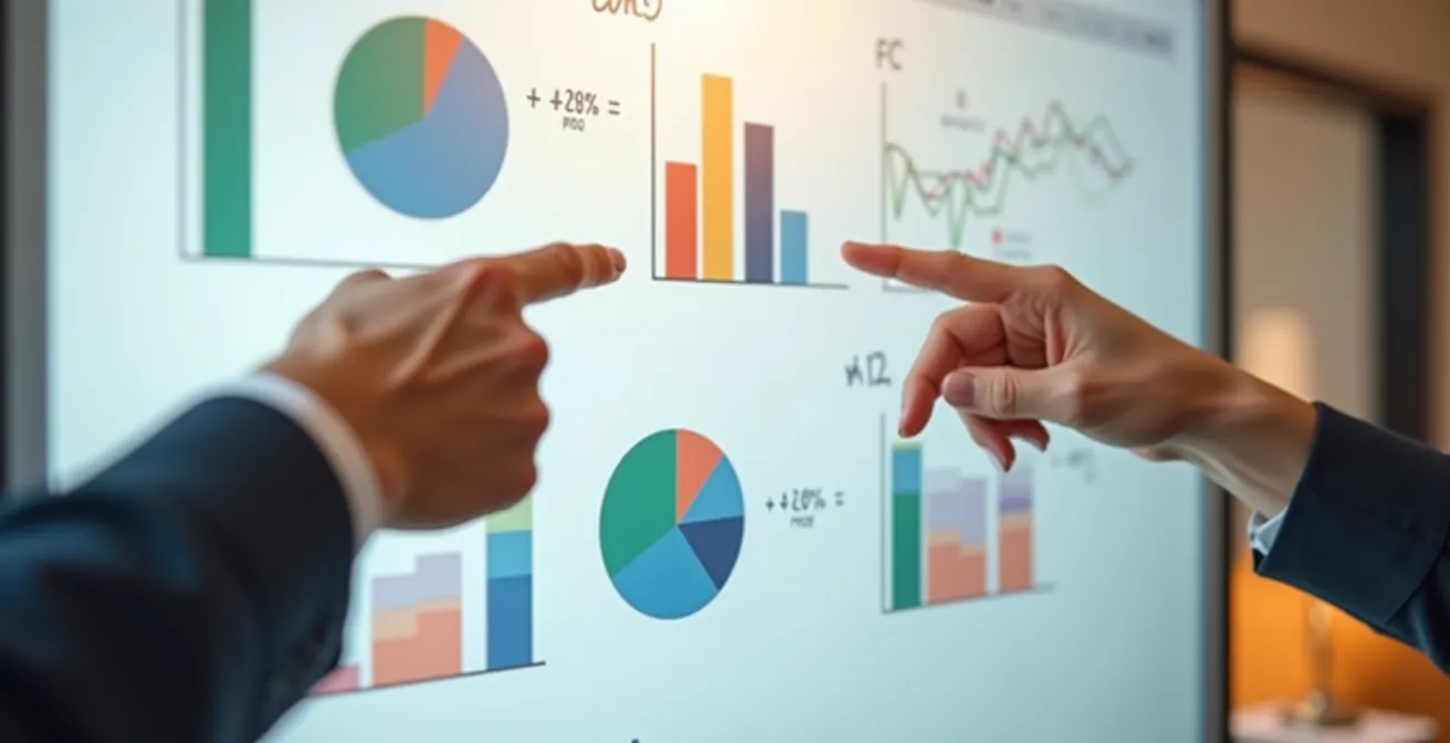 Couple analysant ensemble des graphiques de répartition financière pour leur assurance emprunteur