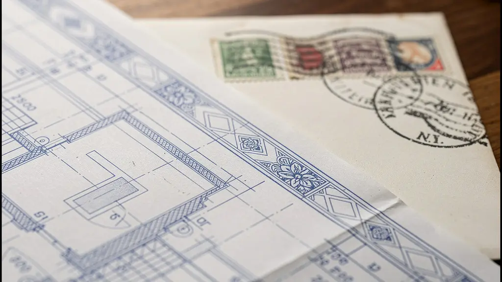 Bureau avec plans architecturaux, factures et lettre recommandée préparée