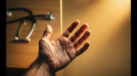 Main tendue vers une lumière chaleureuse symbolisant l'espoir d'accéder aux soins malgré les difficultés financières