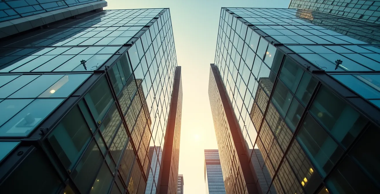 Composition architecturale symbolisant l'investissement immobilier indirect dans la pierre-papier via les SCPI.